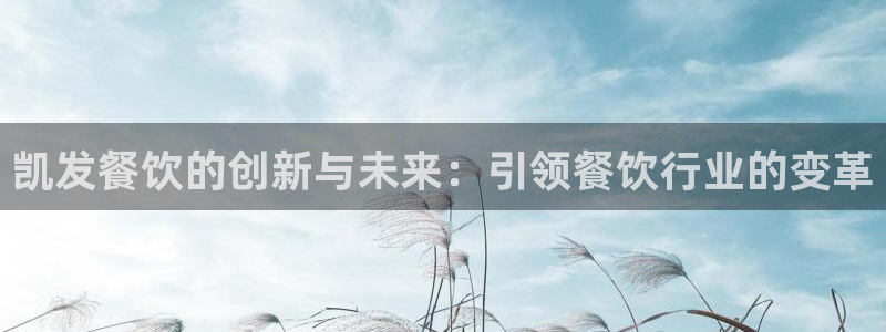 杏鑫娱乐平台开户链接：凯发餐饮的创新与未来：引领餐饮行业的变革